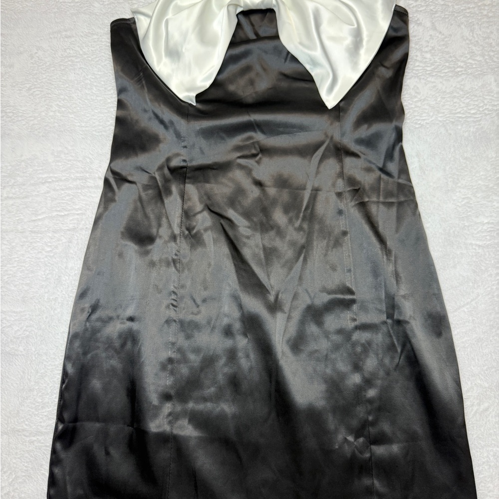 Size 4 Elegant Black and White Satin Dress